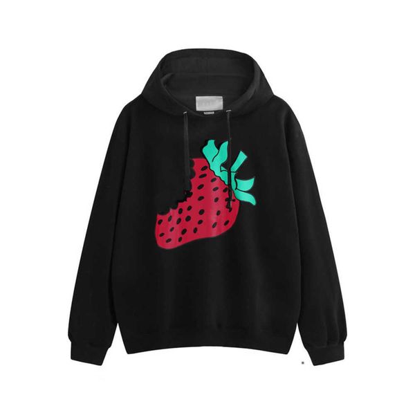 

men ladies hoodie designer strawberry pattern hoodie warm sweater fashion pullover sweatshirt long sleeve loose couple size s-6xl'&#039, Black