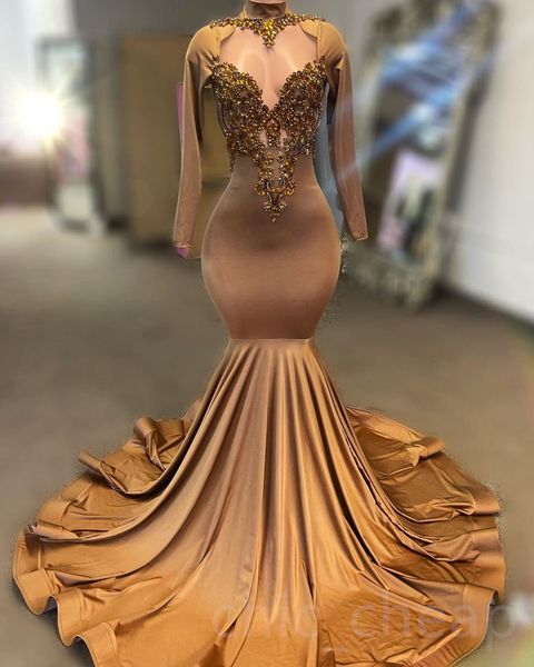 

2023 arabic aso ebi beaded crystals prom dress mermaid satin evening formal party second reception birthday engagement gowns dresses robe de, Black