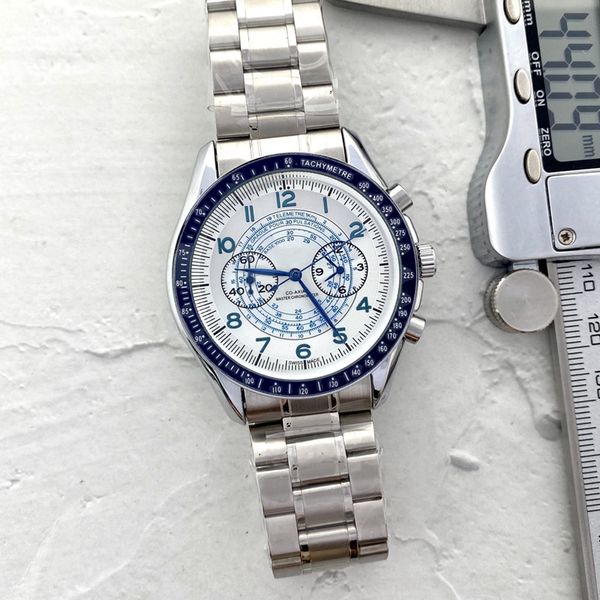 

omeg wrist watches for men 2023 new mens watches all dial work quartz watch luxury brand chronograph clock fashion speedmaster steel belt, Slivery;golden