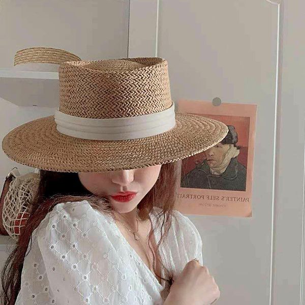 

wide brim hats bucket summer for women men panama straw travel beach sun fedora jazz uv protection holiday 230330, Blue;gray