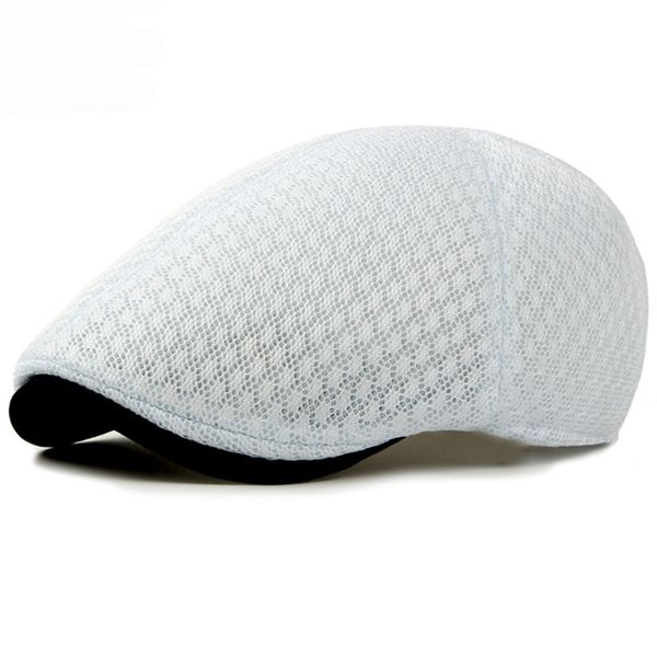 

berets ht1377 korea style summer sun cap hats plain solid black white grey ivy cabbie flat caps breathable mesh men women beret 230330, Blue;gray