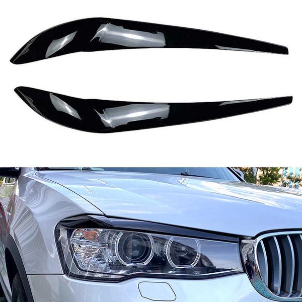

new glossy black car front headlight eyebrow eyelid lamp light eyebrows sticker for bmw x3 f25 x4 f26 2014-2017 auto abs accessories