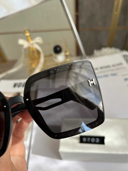 

h letter mirror bright pink starry sky premium large frame sunglasses women's ins street swide edge black polarizer, White;black