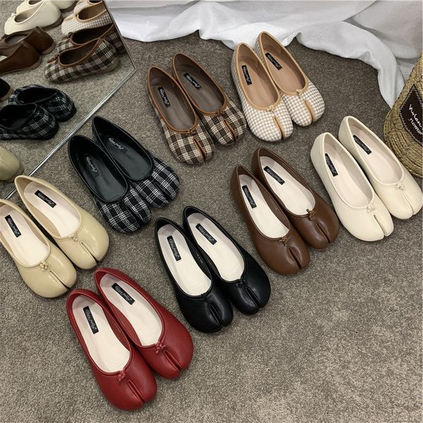 

dress shoes bailamos women's flat shoes tabi ninja shoes women's microfiber leather comfort flat shoes split laces 230330, Black
