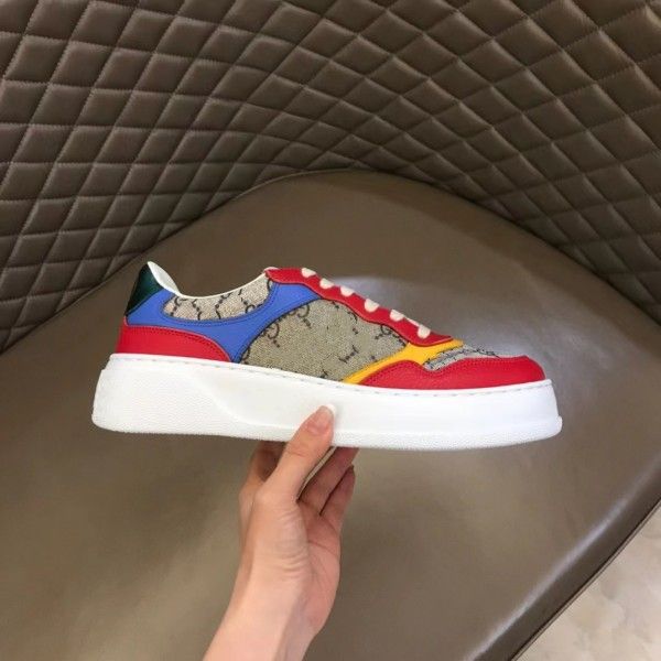 

luxury designer sneaker men women casual shoes embossed sneakers white web black leather chunky lace-up multicolor color matching cowhide st
