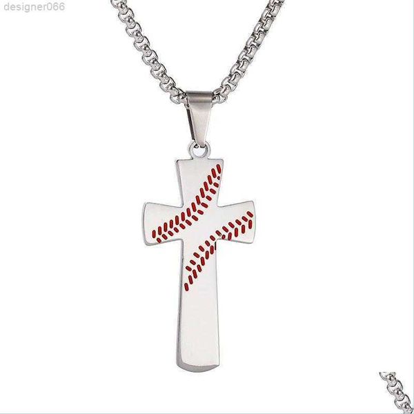 

pendant necklaces stainless steel baseball cross necklace for women and men bible verse christian religion jewelry gift lover drop d dhy73, Silver