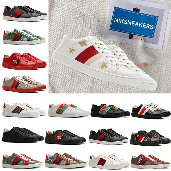

casual nice shoes ace bee designer sneakers men women snake tiger embroidered white green red stripes womens shoes sneaker outdoor sports tr, Black