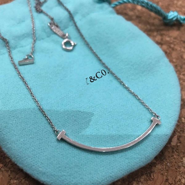 

face smiley tiffan necklace smile chain pendant necklaces luxury brand designers for women mens multi-size selection, Silver