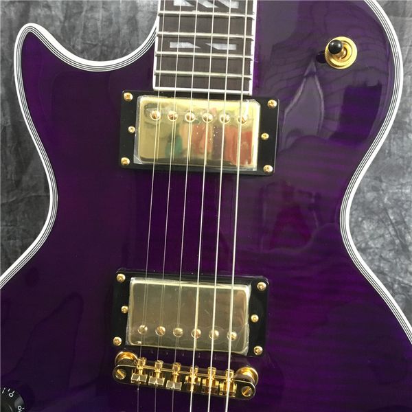 

left hand purple extreme guitar extreme flame maple electric guitar, gold hardware, real p exhibition xsyo