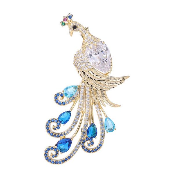 

luxury designer crystal peacock brooches pin for women vintage jewelry blud diamond bird brooch pins female jewellry gifts, Gray