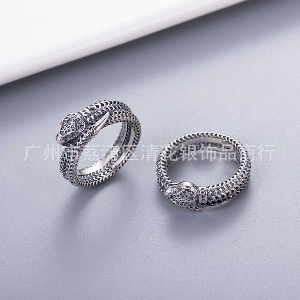 

2023 designer new xiao zhantong gujia shuang g thai silver new narrow snake ring men's and women's fashion ring jewelry