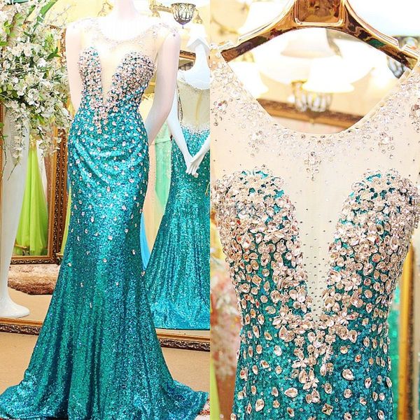 

luxury green women prom dress 2023 sweetheart crystal diamonds mermaid sequined evening birthday party gowns robe de soiree, Black