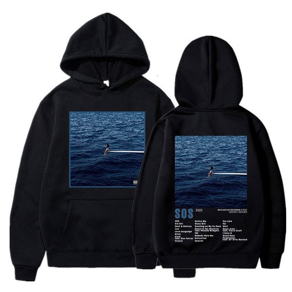 

men s hoodies sweatshirts sza music album sos graphic hoodie men women fashion vintage oversize hip hop harajuku streetwear 230330, Black