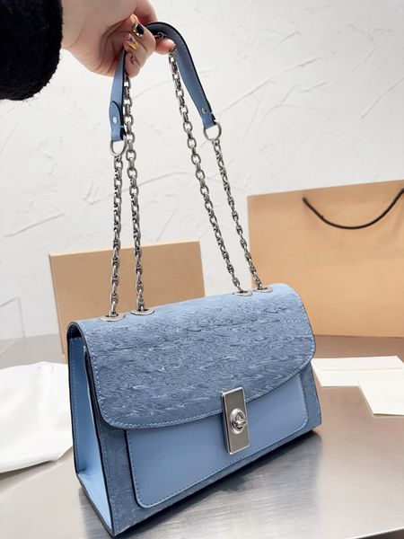 

fashion coac women shoulder bag metal sequins large capacity flap classic leather designer luxury bag