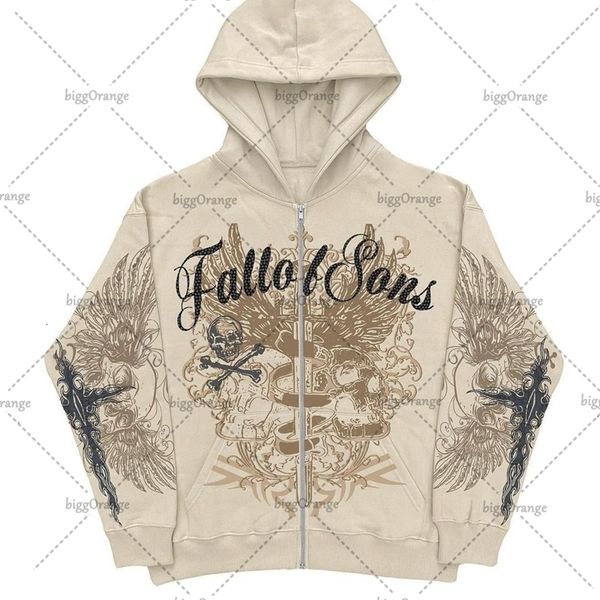 

womens hoodies sweatshirts retro american fashion medieval print zip hoodie women casual loose warm fall streetwear y2k style harajuku jacke, Black