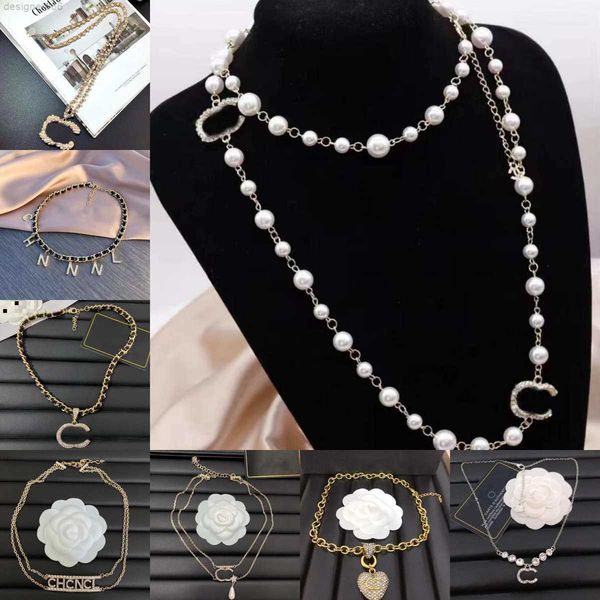 

designer 18k gold plated pendant women silver letter necklaces chain crysatl rhinestone choker brand for girl wedding party jewelry