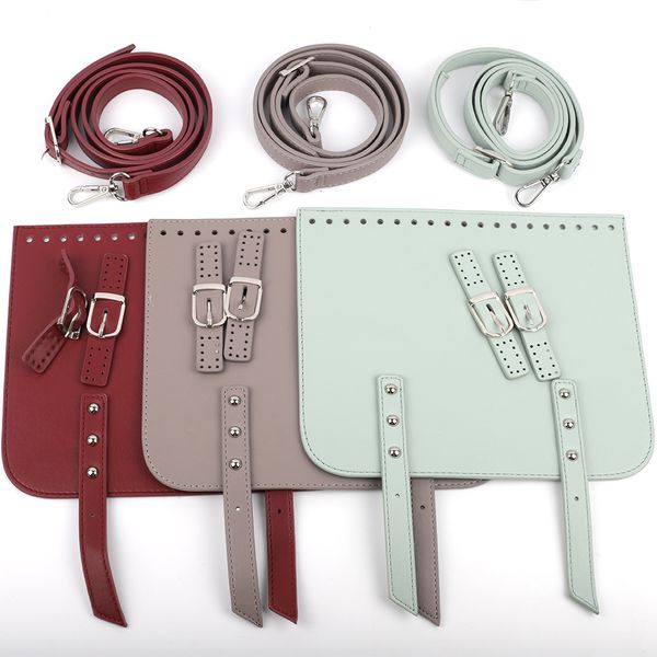 

bag parts accessories 3pcs leather set crochet shoulder cover with holes adjustable strap for diy women handbag 230330, Black