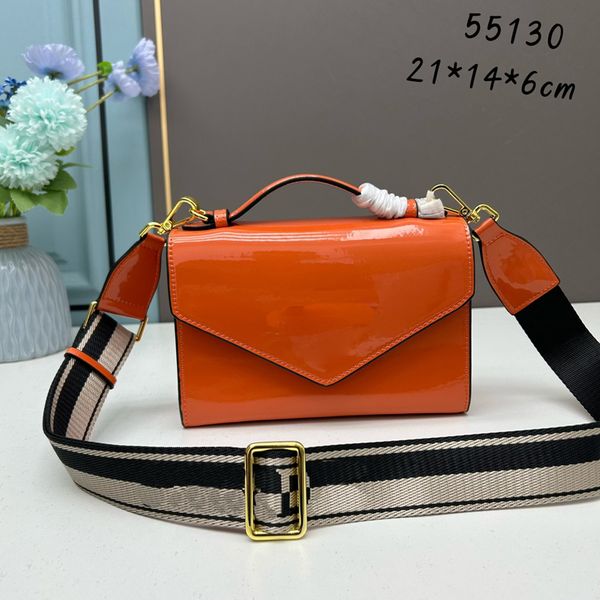 

shoulder bags handbag patent leather monochrom handbags magnetic flap closure embroidered letters woven adjustable shoulder straps crossbody