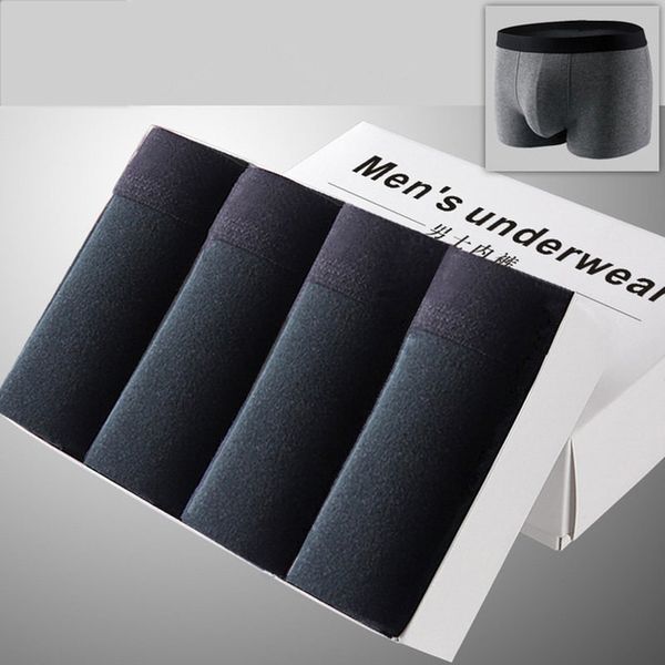 

4pcs/batch men's boxing molded underwear boxing cuecas men's breathable boxing u-shaped conveyor pocket underwear printed cotton s, Black;white