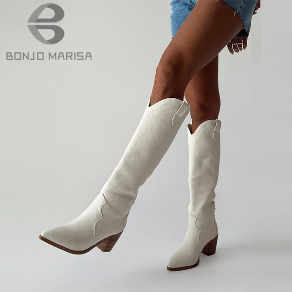 

boots cowboy white knee high women western heeled long shoes ridding work casual vintage woman 230330, Black