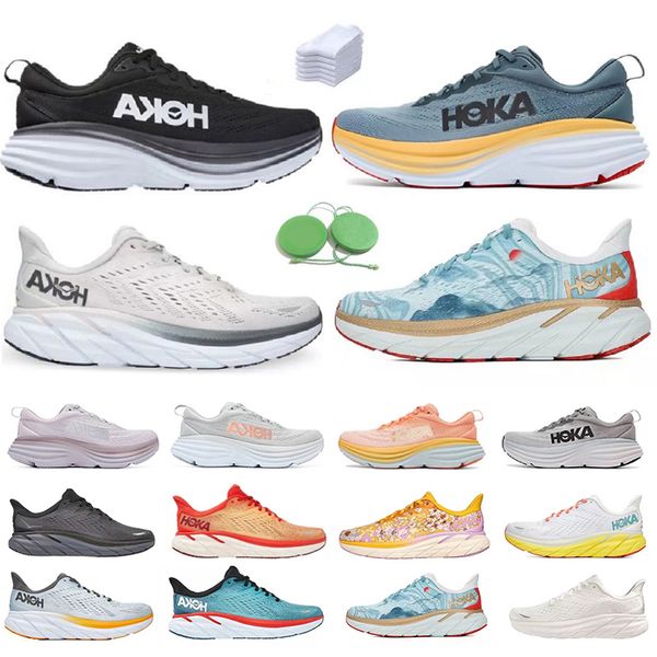 

hoka one bondi clifton 8 men running shoes hokas sneaker cool grey black white orange amber yellow goblin blue red men women outdoor trainer