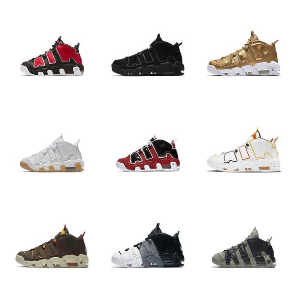 

men women more uptempos basketball shoes scottie pippen sneakers peace love trainers premium wheat unc black white multi-color sports sneake