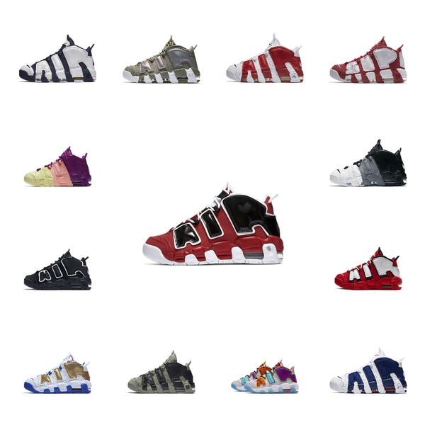 

classic more basketball shoes mens total-scottie white 96s varsity red green multi color black bulls university blue unc uptempos woman trai