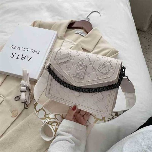 

designer bag handbag spring trend texture foreign style chain wide shoulder strap single shoulder small square