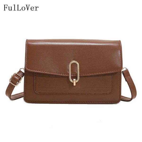

retro shoulder bags for women new fashion messenger bags solid color simple square bags pu leather solid color bags 230308