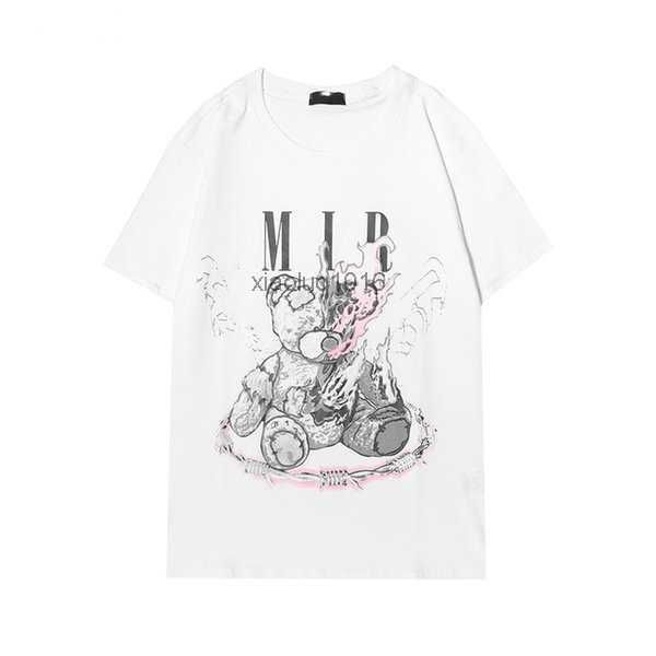 

men's t-shirts high street graphic tees teddy bear cotton print t-shirt casual hip hop short sleeve hpay, White;black