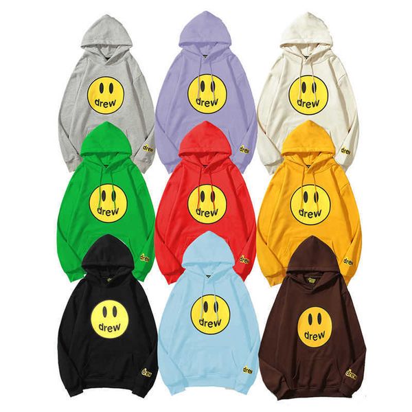 

drewahouse smiley face sweater men's fashion drew justin bieber's same street couple hoodie, Black;brown