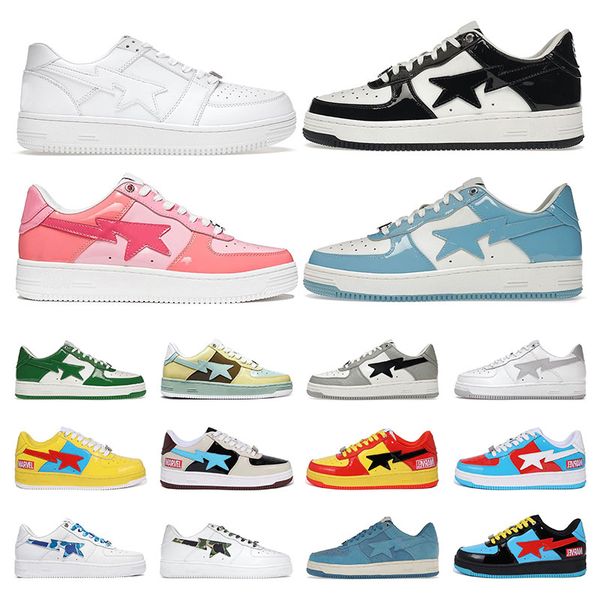 

men designer fashion shoes women bapestas sneakers stas black white blue camo green beige suede combo pink leather mens outdoor trainers siz