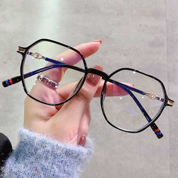 

designer glasses family's same tr irregular net red versatile spectacle frame trend myopia blue light proof plain glasses, White;black
