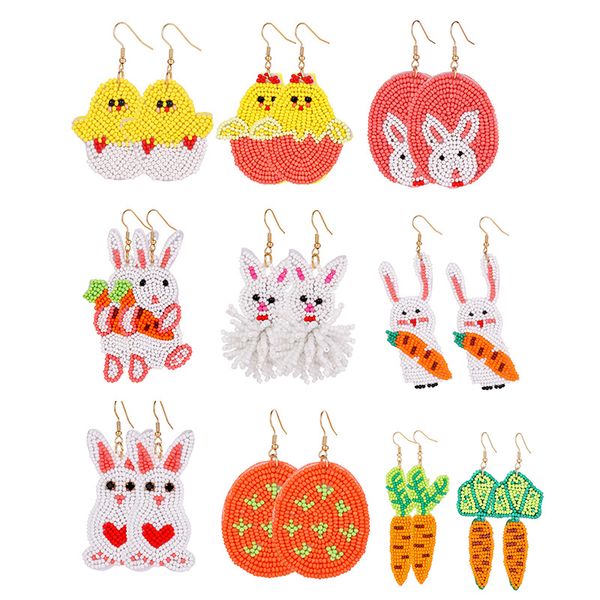 

dangle earrings ear accessories hand woven easter rice beads carrot rabbit tent for party party favor beauty accessory hoop earrings for wom, Silver