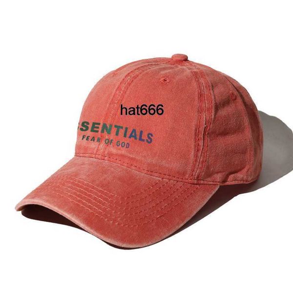 

2022 spring and summer new ess double line colorful letters washed old cap for men and women, Blue;gray