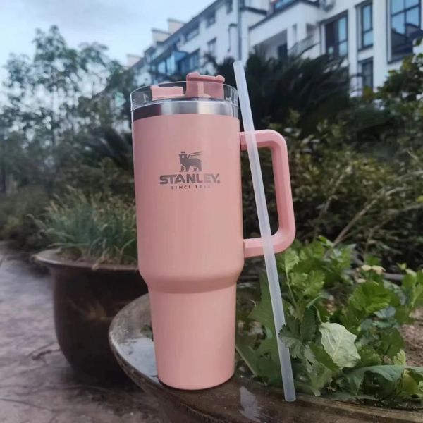 

2023 stenlay 40oz ready to ship stainless steel tumbler with logo handle lid straw big beer mug water bottle powder coating outdoor new
