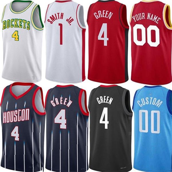 

1 jabari smith jr. 4 jalen green basketball jerseys 28 alperen sengun city red esition kevin porter jr. tari eason josh chriser jae sean tat, Black;red