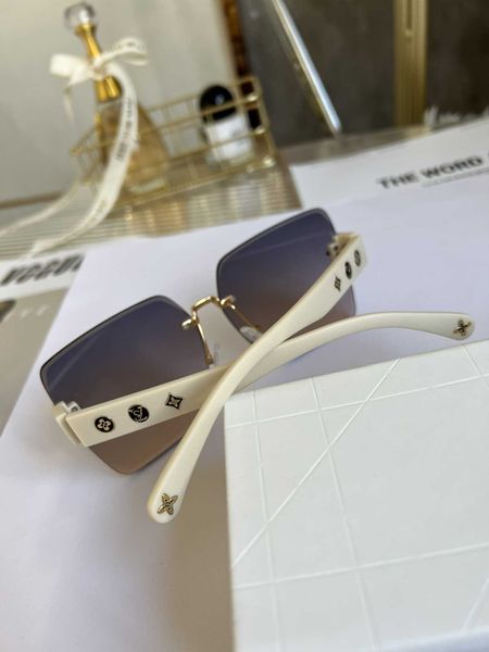 

four leaf grass frameless new fashion trend net red same uv resistant nylon sunglasses women, White;black