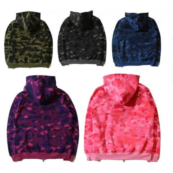

mens designer hoodies zip upsharkjackets long sleeve hooded coats loose camouflage jacket print hoody, Black