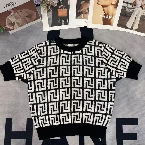 

women's knits & tees classic designer shirt short sleeve clothing knitting sweaters spring and summer letter high fashion pullover clot, White