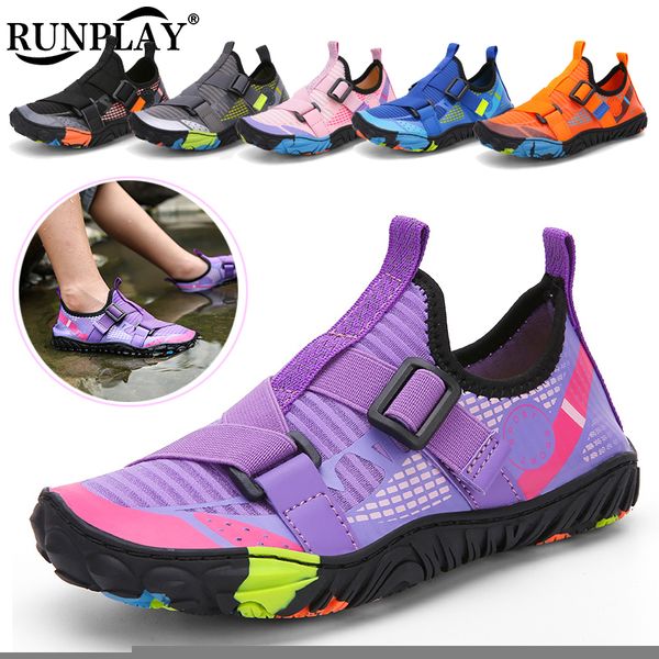 

water shoes children barefoot aqua kids drainage beach swim sandals quick-dry boating diving fishing surfing sports wading sneakers 230330, Black