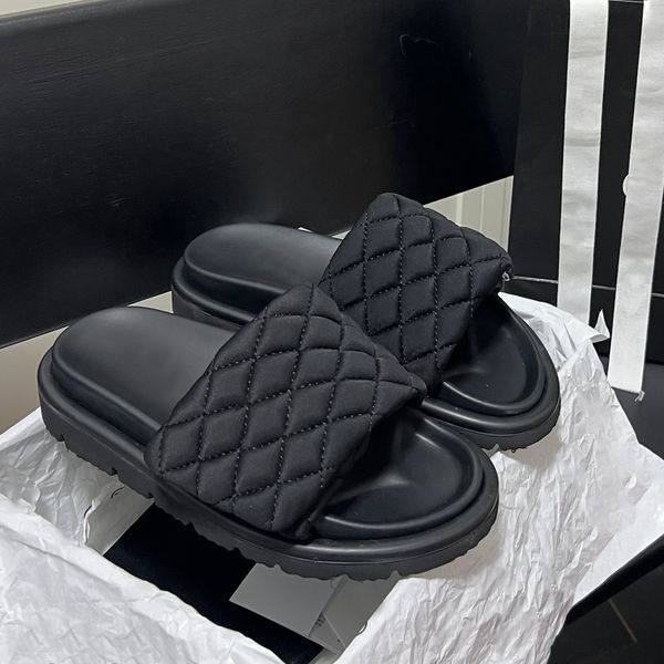

slippers designer diamond letter flat sandals mercerized cloth flip flops high waterproof platform, Black