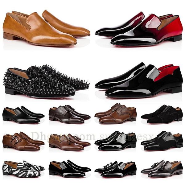 

2023 wholesale mens shoes red spike leather slip bottoms pump loafers black patent on dress wedding flats famous bottomes dhgate crocodile s