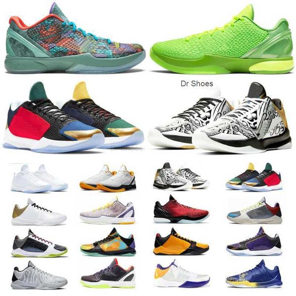 

ko be mamba 6 protro grinch basketball shoes men mambacita bruce lee big stage chaos 5 rings metallic gold mens trainers sports outdoor snea, Black