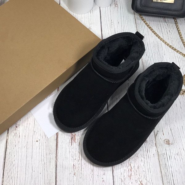 

classical short fluffy women snow boots keep warm boot womens plush casual warm boots sheepskin suede shoes chestnut grey transshipment size, Black