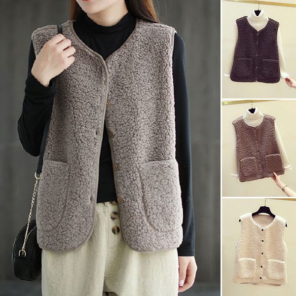 

women's vests winter tank women's sleeveless jacket spring autumn tank women's winter warm thick wool tank 230330, Black;white