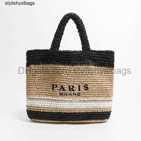 

totes french straw handbag women hollow letters beach shoulder bag handmade tote women's summer seaside vacation handle bags 2023 new 0