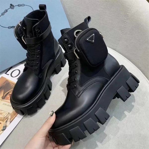 

women rois martin boots military inspired combat boots nylon pouch attached to the ankle with strap size 35-41 gtu, Black