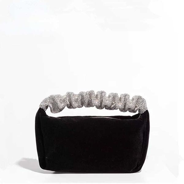 

shopping bags rhinestones handle velvet handbag women new luxury soft square clutch bags female designer black purses quality