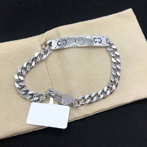 

designer bracelets chain link bracelet copper fashion jewelry luxury bangles classic popular european men and women couple bracelet with bag, Black
